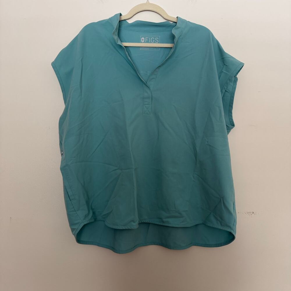Figs Rafaela Oversized Scrub Top Blue Size XXL Cap Sleeve Women's